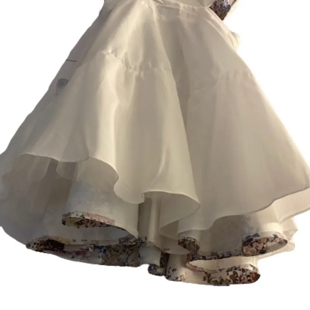 LEXIE BY MON CHERI CUTOUT SIDES LINED CRINOLINE SLIP SZ12 SLEEVELESS DRESS